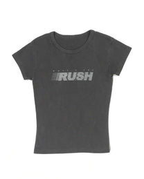 What&#39;s the Rush? Baby Tee - Vintage Black