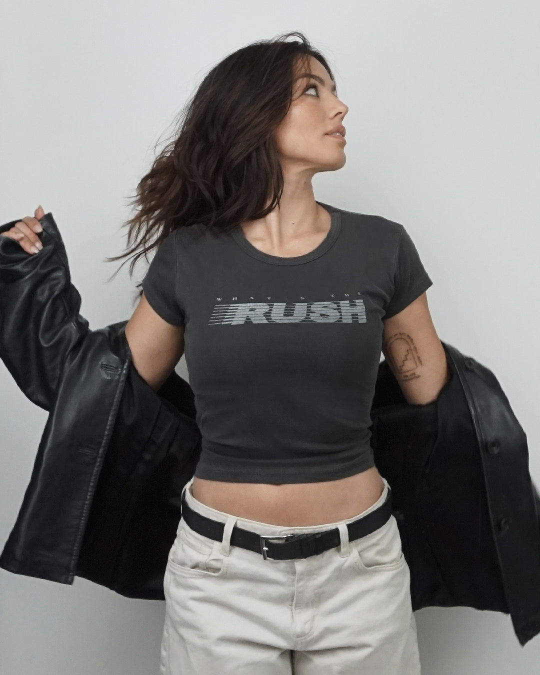 What&#39;s the Rush? Baby Tee - Vintage Black