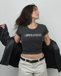What&#39;s the Rush? Baby Tee - Vintage Black