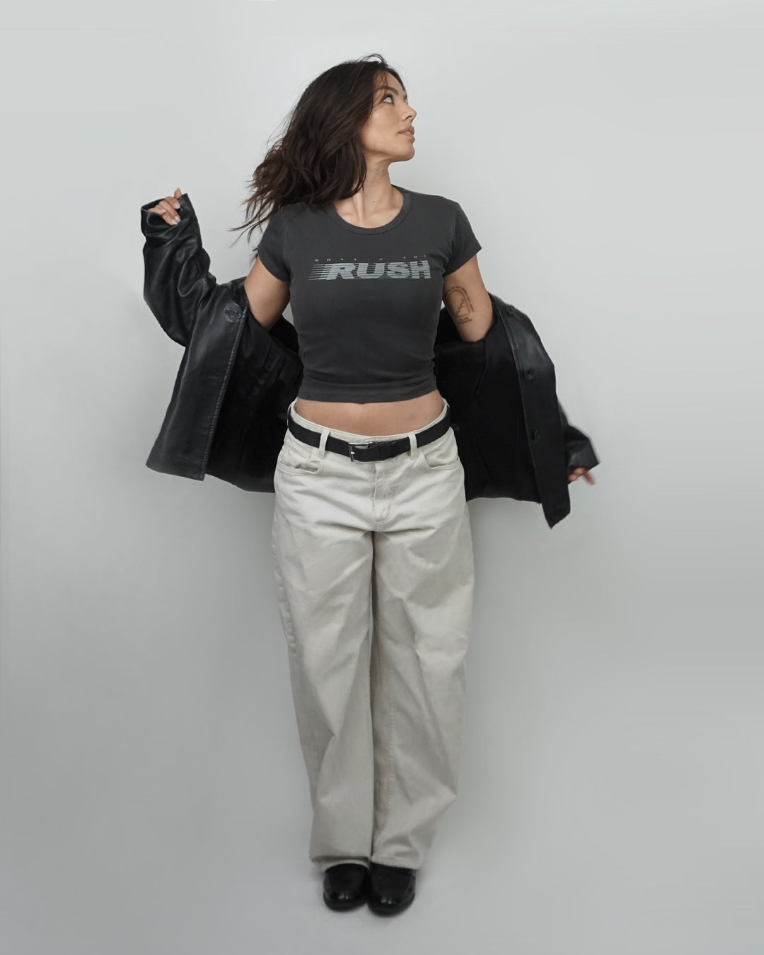 What&#39;s the Rush? Baby Tee - Vintage Black