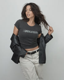 What&#39;s the Rush? Baby Tee - Vintage Black